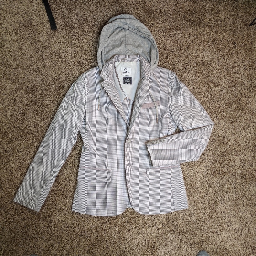 Jack and Jones Hooded Blazer, Size Small, Slim Fit